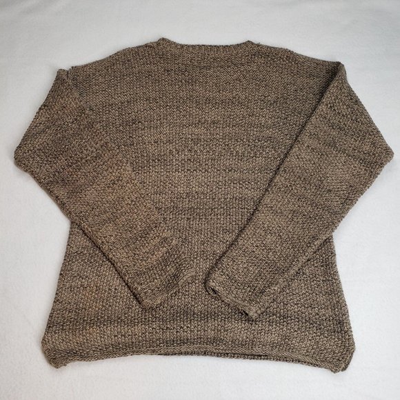 GAP Womens 90s Chunky Knit Crew Neck Sweater Linen Size Medium Oatmeal Neutral - Picture 2 of 16